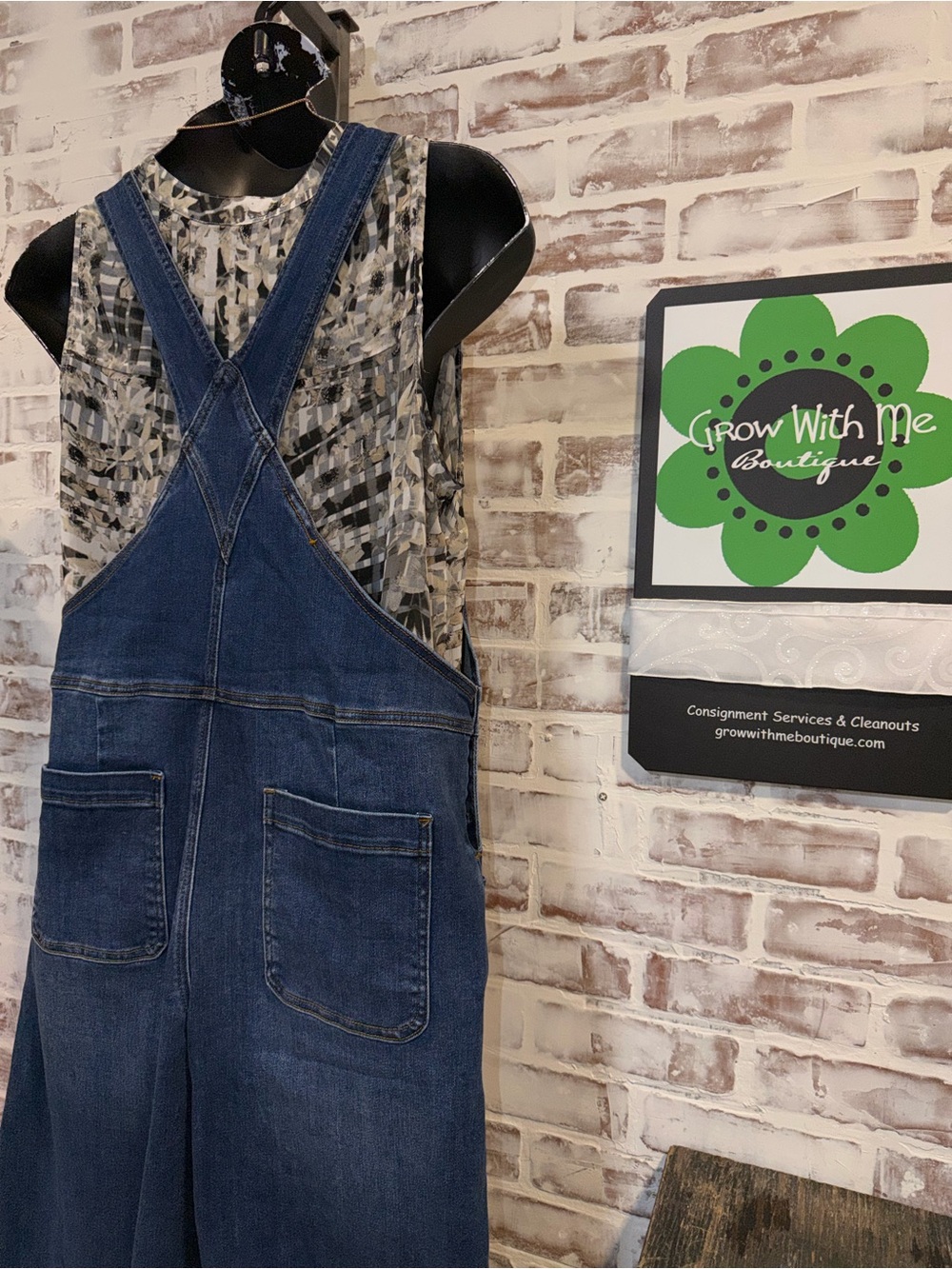 Women's Dark Blue Denim Overalls with Wide Legs Large/XL - Picture 7 of 10